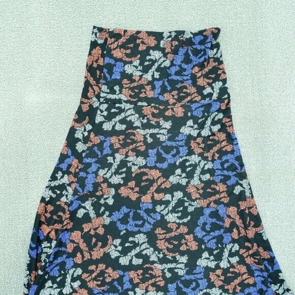 NWT Lularoe maxi skirt women's size small XXS black blue floral print stretch‎ - Picture 2 of 6